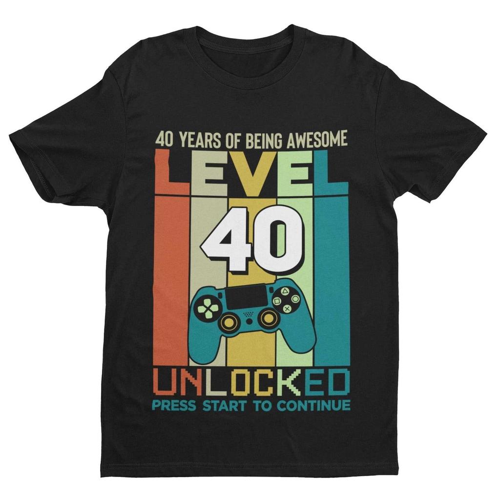 Funny 40th Birthday T Shirt Level 40 Unlocked Gaming Theme Gamer Gift Idea Forty