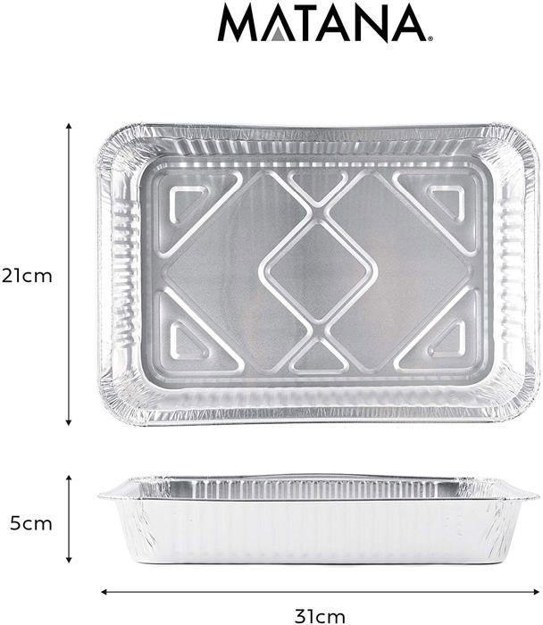 Barquettes en aluminium jetables - matana - 2000ml - 31x21cm - réutilisables - étanches