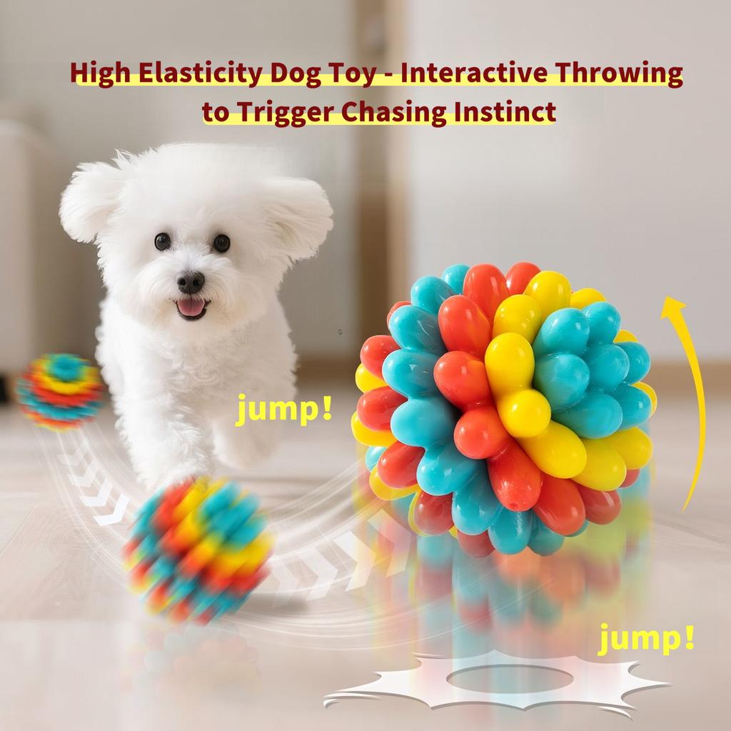 Indestructible Dog Chew Toy/TPR Bite-Material/Vibrant Colors/Chewable Teething Toy for Dog/Soft Training Ball for Aggressive Chewer