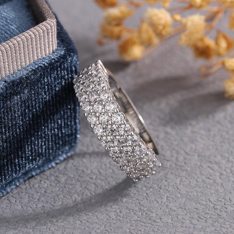 Sparkling Zircon Ring S925 Silver Plated High Quality Jewelry For Ladies Banquet Birthday Bride Wedding Engagement Gift