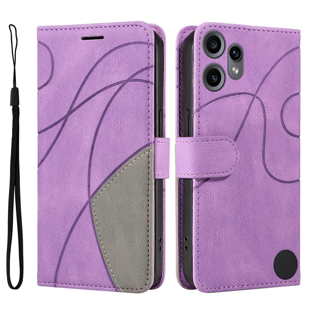 Kožené pouzdro na telefon pro Nothing CMF Phone 2 Pro se stojánkem a peněženkou s dvoubarevným prošívaným designem