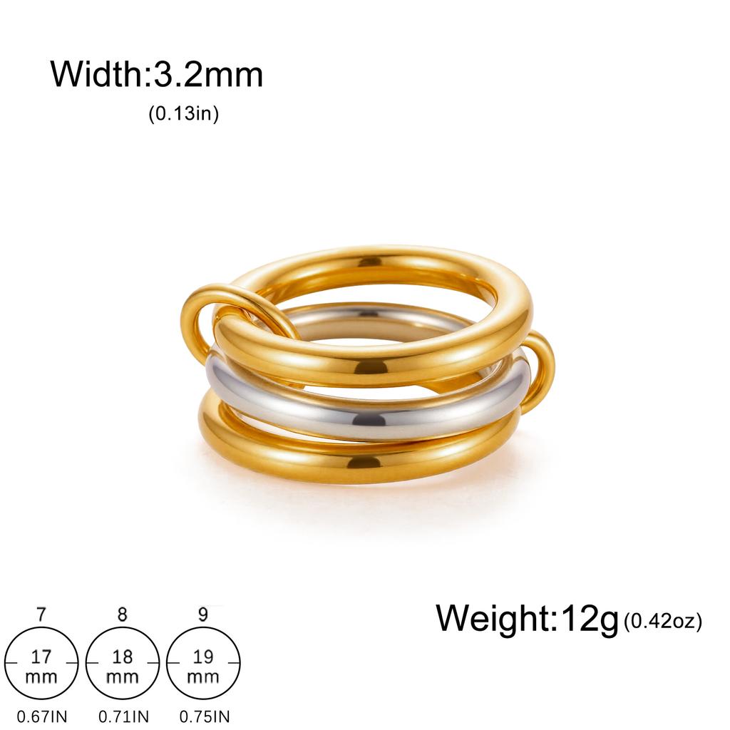Lucktune Elegant Multiple Layer Stackable Rings Shiny Zircon Women's Finger Ring Stainless Steel Minimalist Gold Color Jewelry