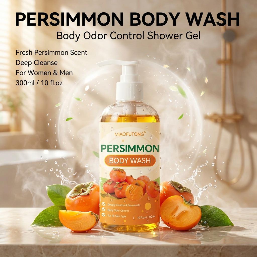 Persimmon Deodorizing Shower Gel: Eliminates Odor, Gently Cleanses, and Refreshes Skin