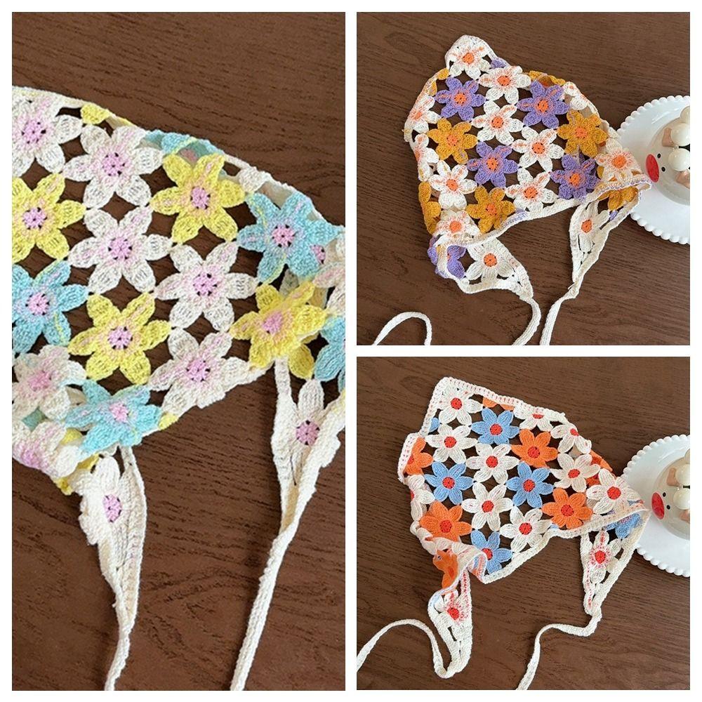 Hair Band Triangle Bandana Floral Crochet Bandana Vintage Knitted Headband Girls