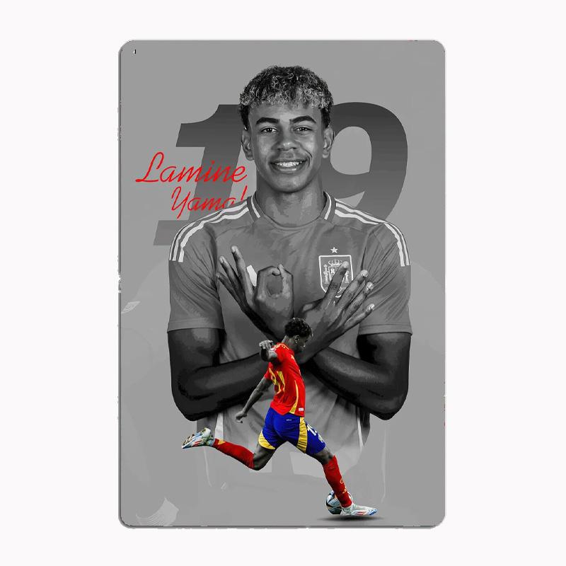 Lamine Yamal Fußballposter Fußballspieler Metallschild Vereins-Innenraumdeko Individuelles Zinn Heimwanddeko
