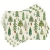 4/ 6pcs Polka-Dot Potted Pine Tree Star Christmas Placemats, 12x18 Inch Washable Table Mats for Kitchen Dining Home Party Decor