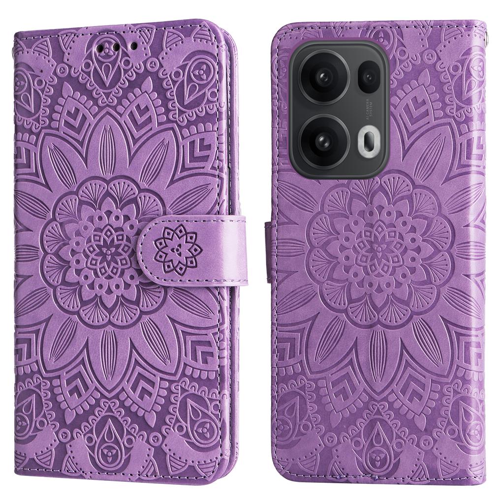 For Oppo Reno13 Pro 5G Case Sunflower Imprint Leather Wallet Phone Cover