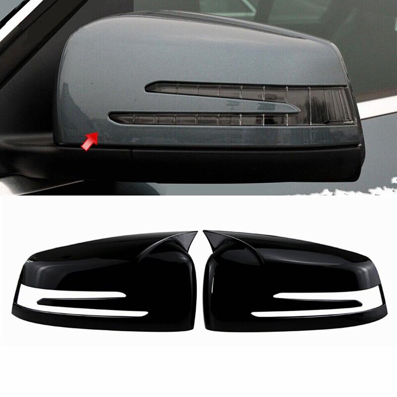 2PCS Black Wing Mirror Cover Caps for Mercedes Benz W204 W176 W212 CLA250 C63