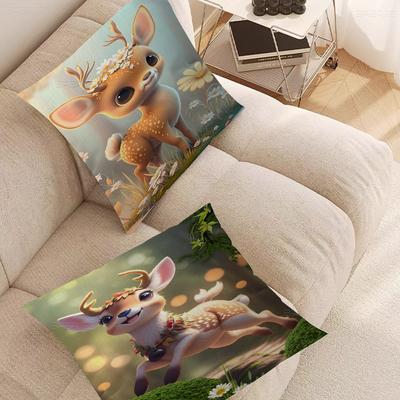Cartoon Cute Deer Jungle Pillowcases Home Bedding Decorative Pillow Cover Wedding Super Soft Pillow Case