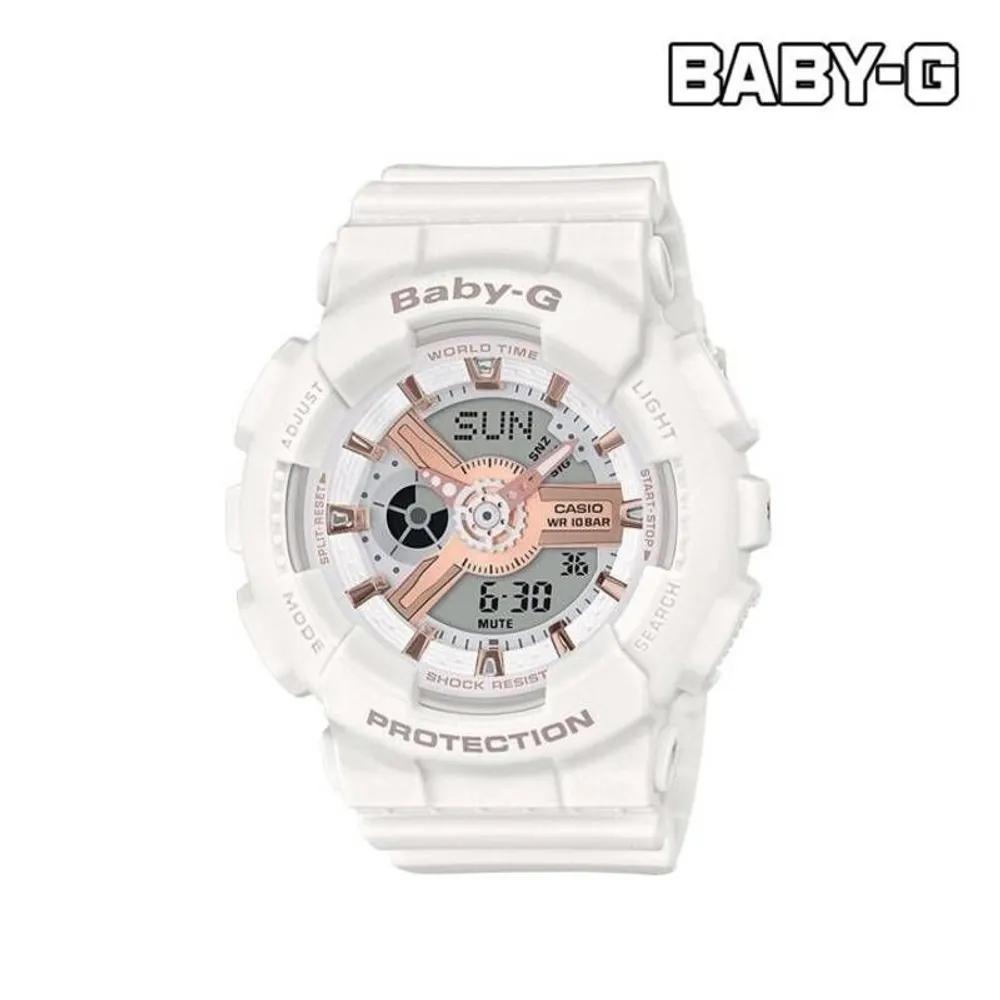 BABY-G Big Face BA110 Series Rose Gold White BA110RG7ADR G-SHOCK Women's Watch