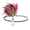 Women Rhinestone Sequin Feather Headband Elastic Vintage Party Headpiece Beaded Flapper