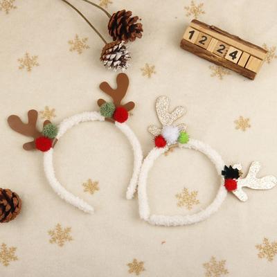 Party Accessories Cute Plush Ball Gift Elk Girls Christmas Hair Accessories Girls Hair Wear Antler Hair Hoop Women Hair Band