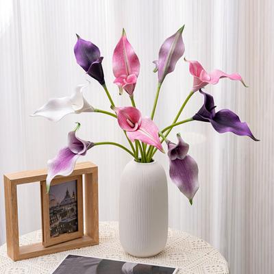 6 Pcs Artificial Calla Lily Flowers Real Touch Fake Calla Lily with Stem for Valentine's Day Wedding Bridal Bouquet Office Home Kitchen Decor