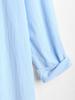 ZAFUL Men's Simple Style Plain Color Half Button Stand Collar Cotton and Linen Long Sleeves Pullover Shirt