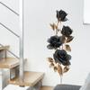 Black Rose And Gold Leaf Wall Sticker Light Luxury Living Room Entryway Self Adhesive Wallpaper