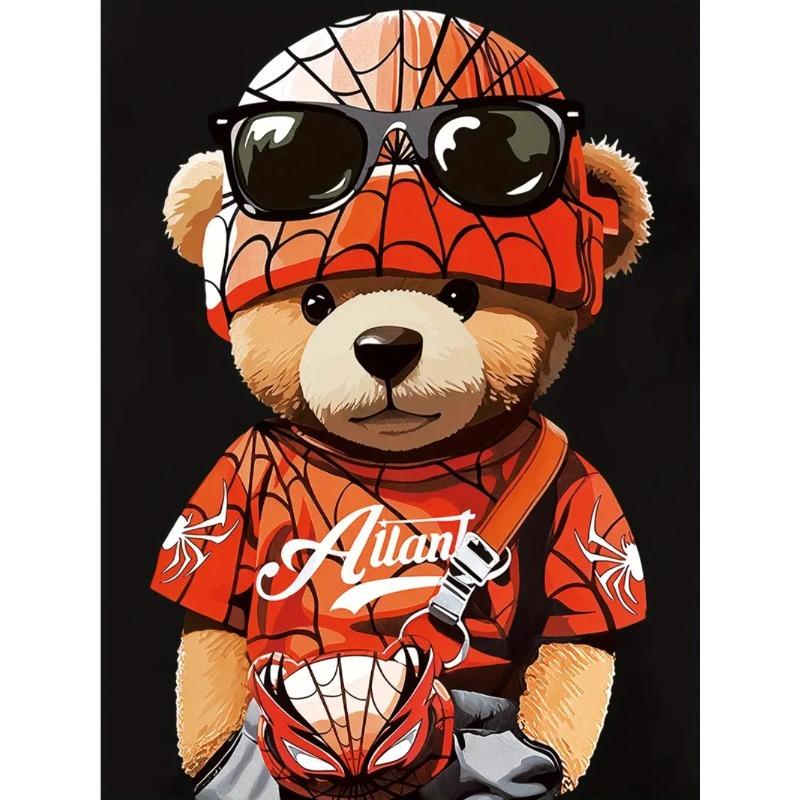 Summer Cartoon Toy Bear Print Fashionable Loose Sportswear Men's Daily Comfortable Two-piece Sport Wear