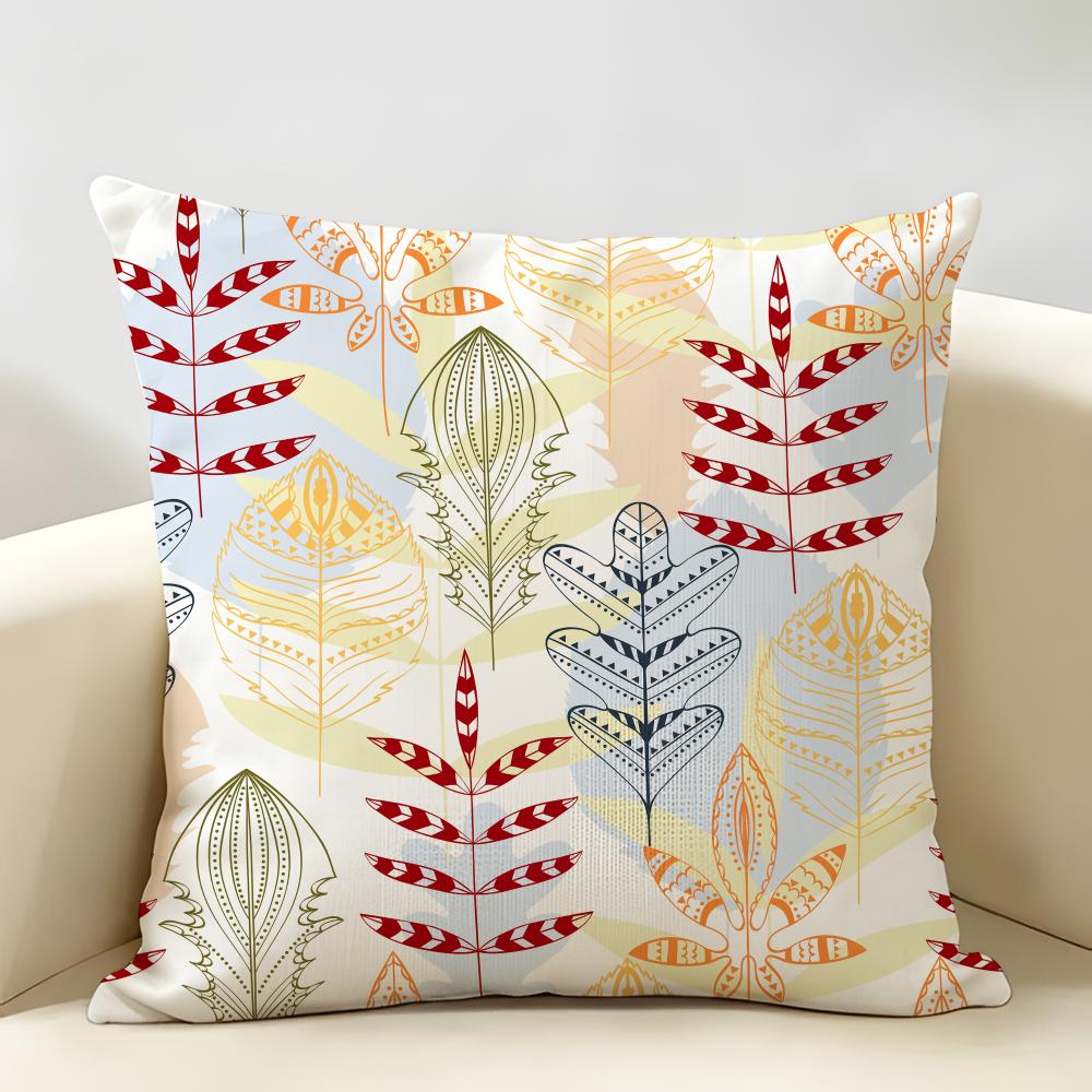 Abstract Boho Pattern Cushion Cover Durable Hypoallergenic Organic Linen Pillow Cover Short Size Washable Skin-Friendly