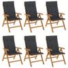 VidaXL Chaises de jardin inclinables et coussins lot de 6 bois teck 3196500