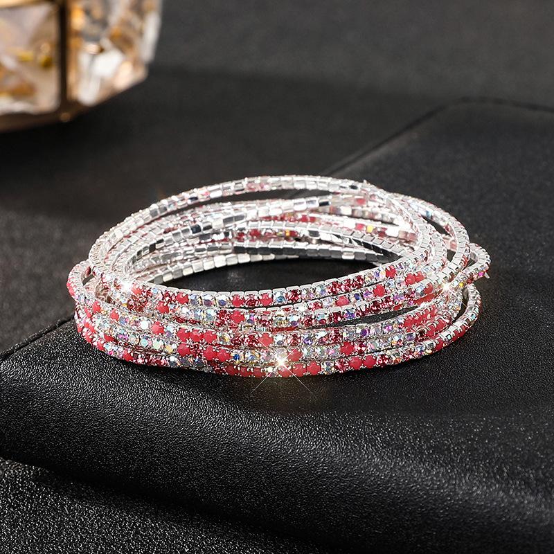 Diamond Elastic Bracelet Color Zircon Rhinestone Claw Chain Crystal Bracelet Gemstone Full Diamond Jewelry