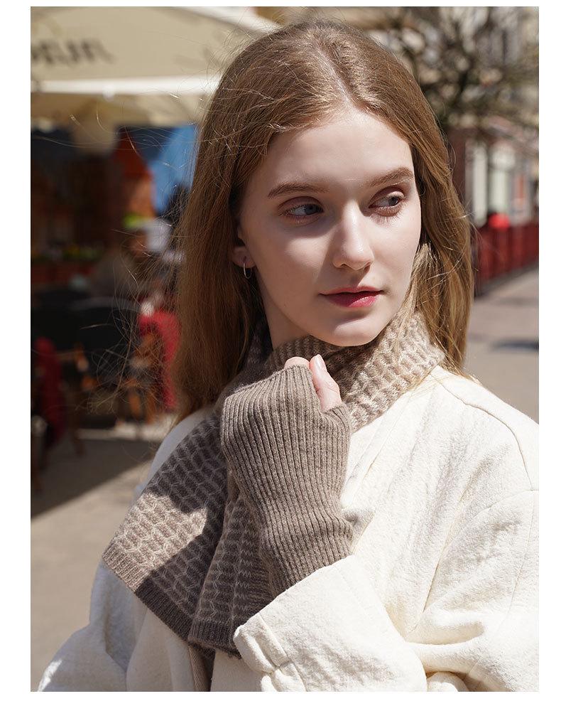 Women's Cashmere Knit Striped Half-Finger Winter Gloves