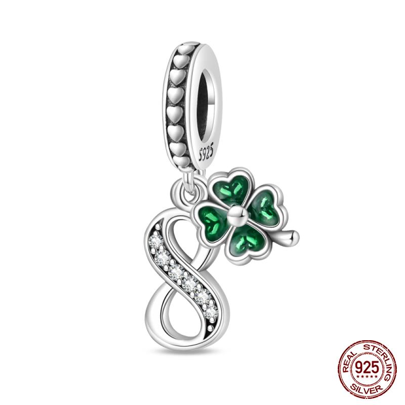 100% Copper Four Leaf Clover Lucky Numbers Soccer Charms Pendants Fit Qikaola Original Bracelets Fine Diy Jewelry