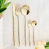 6People Gold Cutlery Set Mirror Stainless Steel Dinnerware Set Knife Cake Fork Tea Spoon Silverware Flatware Party Western Kitchen Tableware