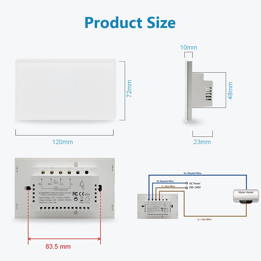 Melery Tuya WiFi Boiler Water Heater Israel Switch Smart Socket 40A Time Schedule Voice Control Google Home App Alexa Echo Dot
