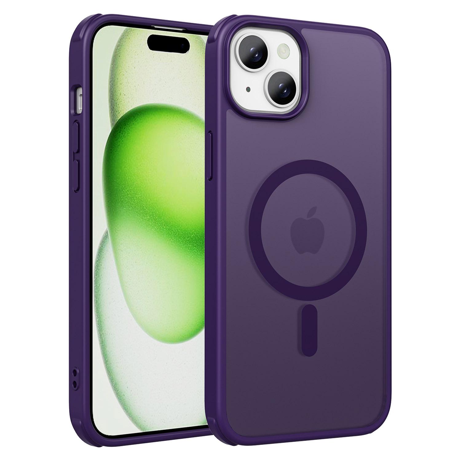 

For iPhone 15 Plus Case Compatible with MagSafe TPU+PC Skin-Touch Phone Cover Purple