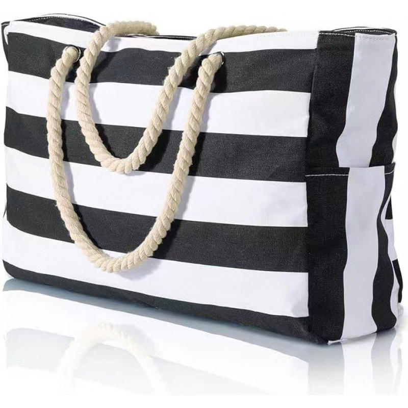 1PC Beach Bags For Women Large Canvas Beach Tote Bag Zipper Beach Bags Sandproof Swim Pool Bag Large Tote