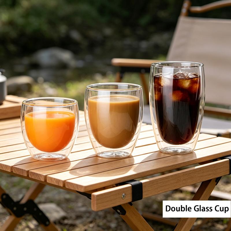 80/150/250/450/650ml Double-Wall Insulated Clear Glass Espresso Cups Perfect For Tea, Coffee, Latte, Cafe, Milk, Restaurant Use