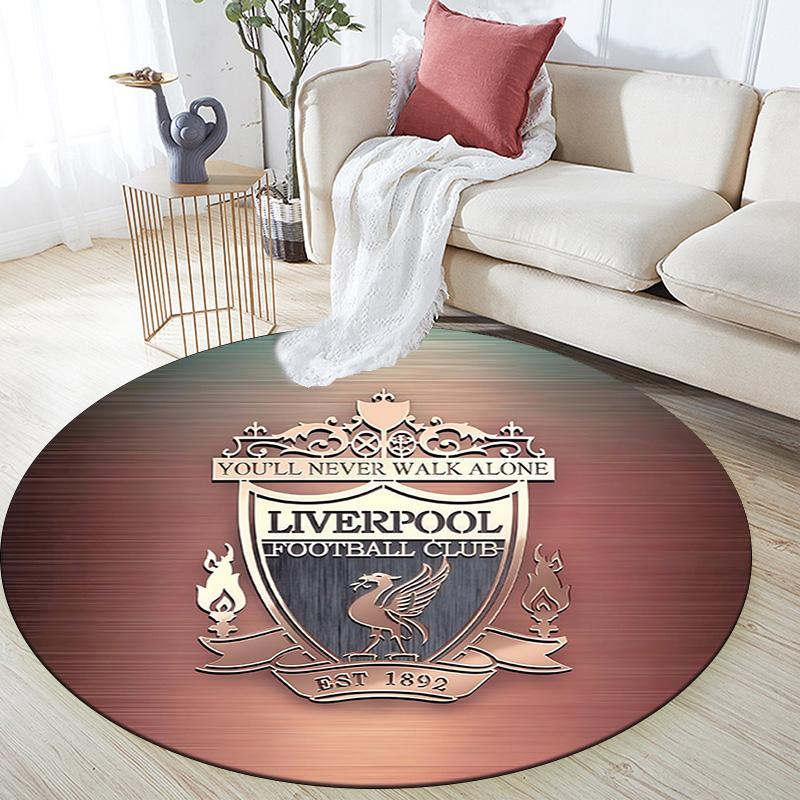Liverpool Runder Teppich, Teppich für Wohnzimmer Schlafzimmer Sofa Spielzimmer Dekoration, Rutschfeste Bodenmatte