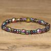 Rainbow Hematite & Crystal Bead Bracelet – Iridescent Boho Jewelry, Energy Balance Gift for Men & Women