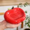 Elegant Apple Shaped Ceramic Soap Dish Red with White Orchid Design,Suitable for Bathroom Kitchen Sink,Water Drainage,Suitable for Shower Hand Washing