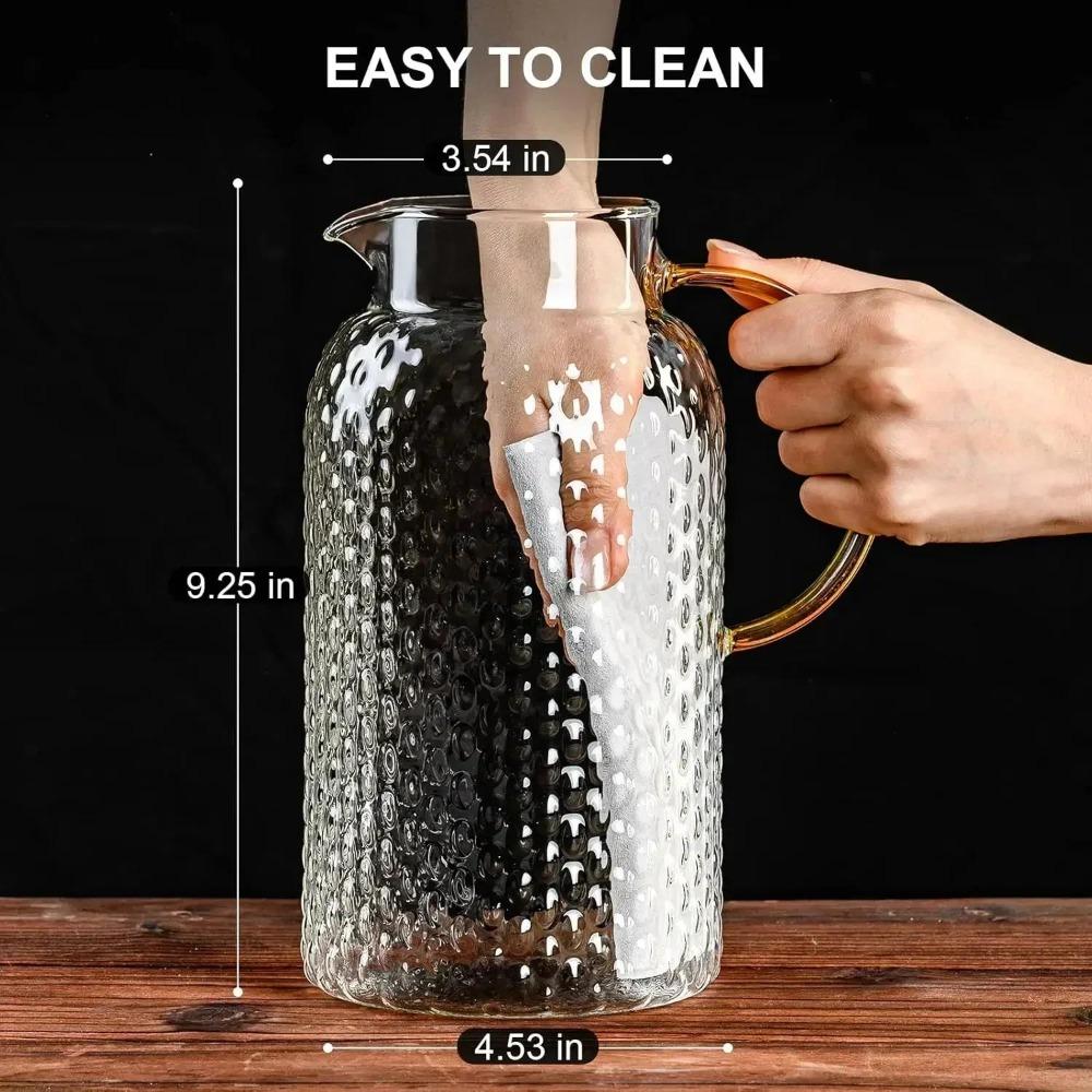 Glass Pitcher Glass Pitcher With Lid High Borosilicate Glass Heavy Duty Water Pitcher For Cold/Hot Drinks Iced Tea Juice Milk