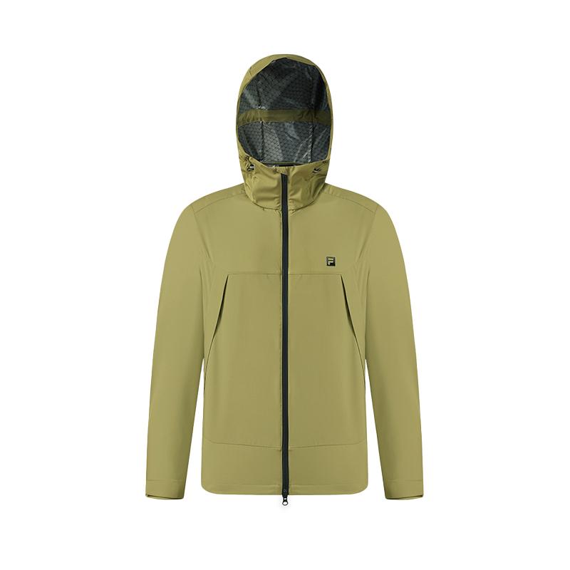 FILA Fitness Outdoor Windproof Breathable Hooded Long Sleeve Jacket Unisex jackets Dark-Green A51U531701F-DG
