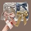 Hairpin French Style Satin Long Ribbon Bow Decor Anti-slip Teeth Back Head Hair Clip Strong Clamping Force Versatile Hair Clip