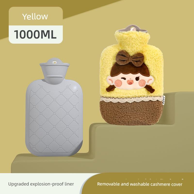 Hot Water Bottle, Thickened Explosion-Proof Hand Warmer, Small Hand Warmer Bag, Women's Belly Warmer, Plush Hot Compress Water Bag