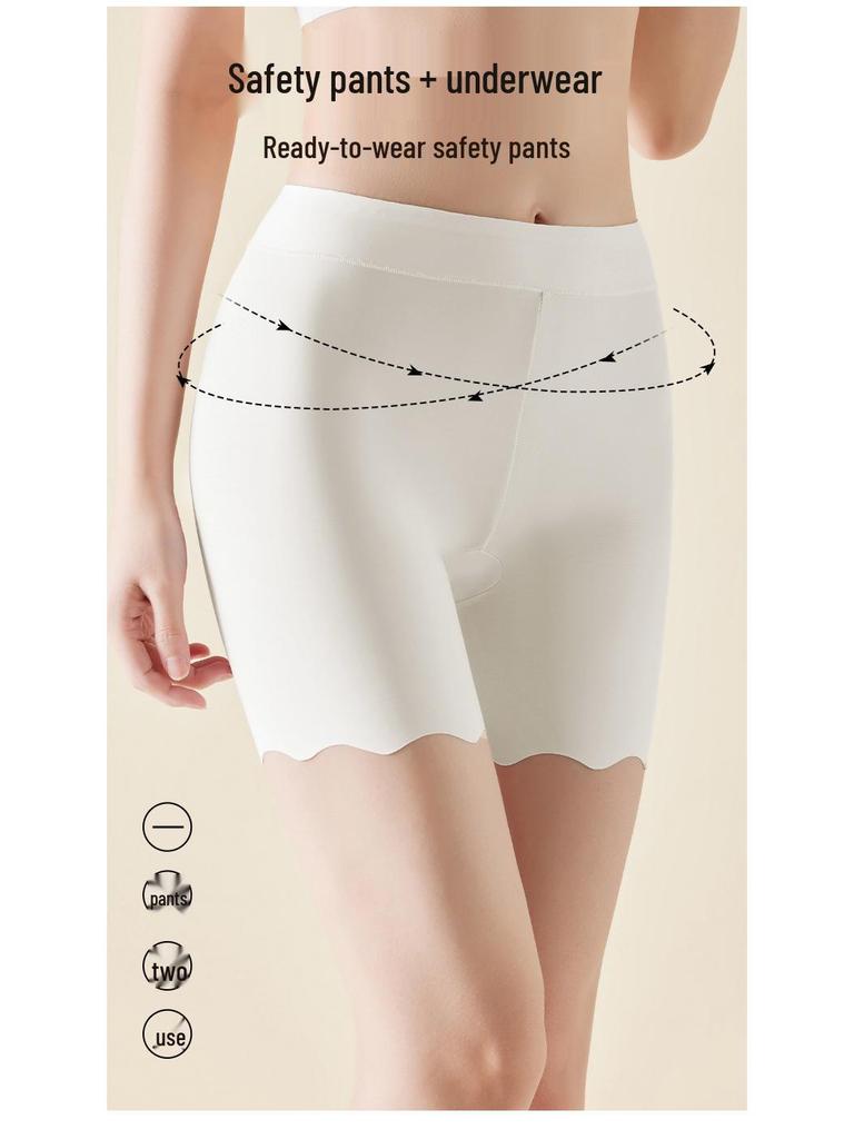 Ice Silk Seamless High Waist Tummy Control Women's Breathable Plus Size Safety Underlayer Pants