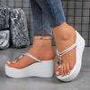 Fashion Roman Style Clip Toe Wedge Heel Sandals for Women Summer 2025 Fashion Chunky Platform Slippers Woman Thick Bottom Beach Slides