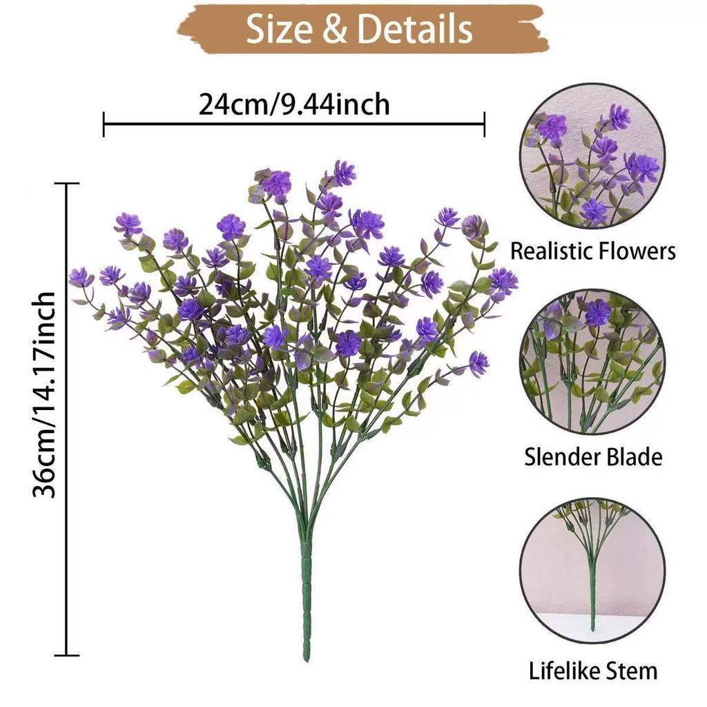 UV-Resistant Artificial Outdoor Shrubs, Fake Plants for Courtyard and Spring Decoration
