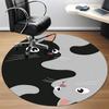 1 st Yin Yang-katt Rund Matta för Kontor, Under Kontorsstolar Sovrum Vardagsrum Heminredning, Rumsdekoration