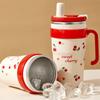 Portable Large Capacity Insulated Water Cup With Straw&Tea Strainer 304 Stainless Steel Leak-proof Water Bottle Drinkwa