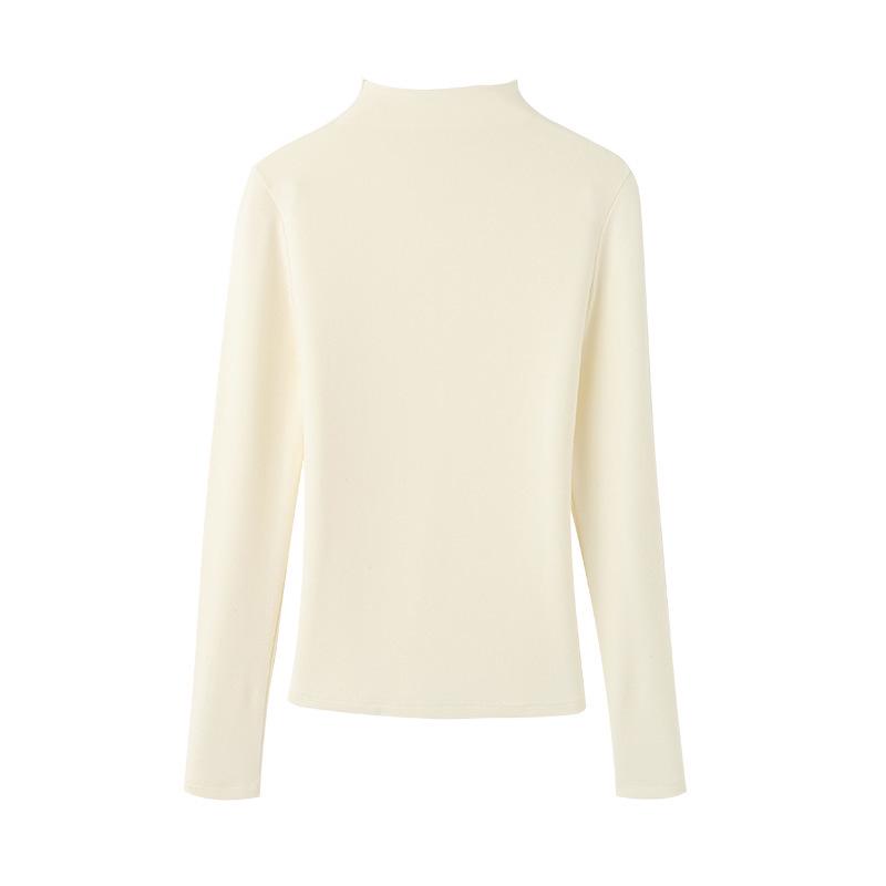 Women's Slim Fit Velvet Long-Sleeve Turtleneck Top for Autumn & Winter