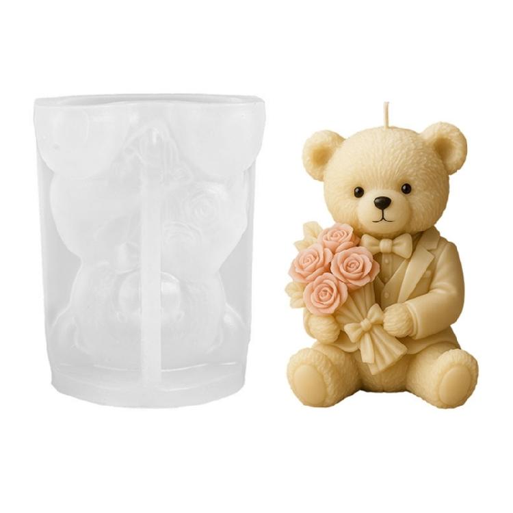 Elastic Silicone Candle Mould Featuring Balloon Bear Figure Removal for Handcraft