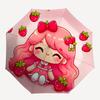Strawberry-Themed Automatic Folding Umbrella with 3-Fold Design and Iron Frame - Perfect for Fans, Travelers, and Daily Use!0104307a