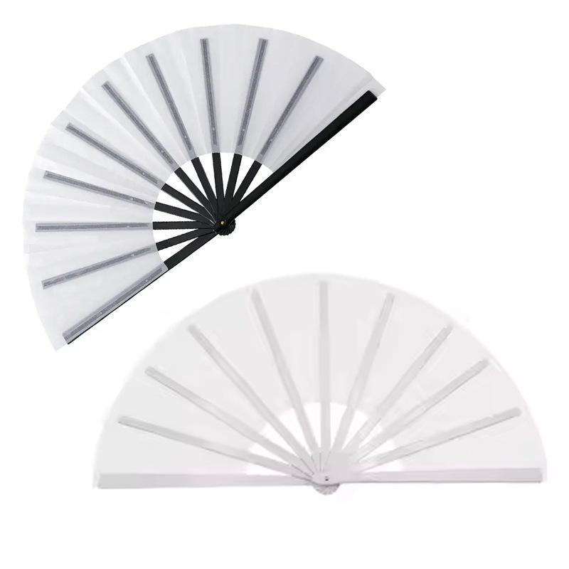1Pc 13 Inch Foldable Blank Fan Sublimation Printable Polyester Clacking Hand Fan with Plastic Ribs for Craft Kongfu Folding Fan