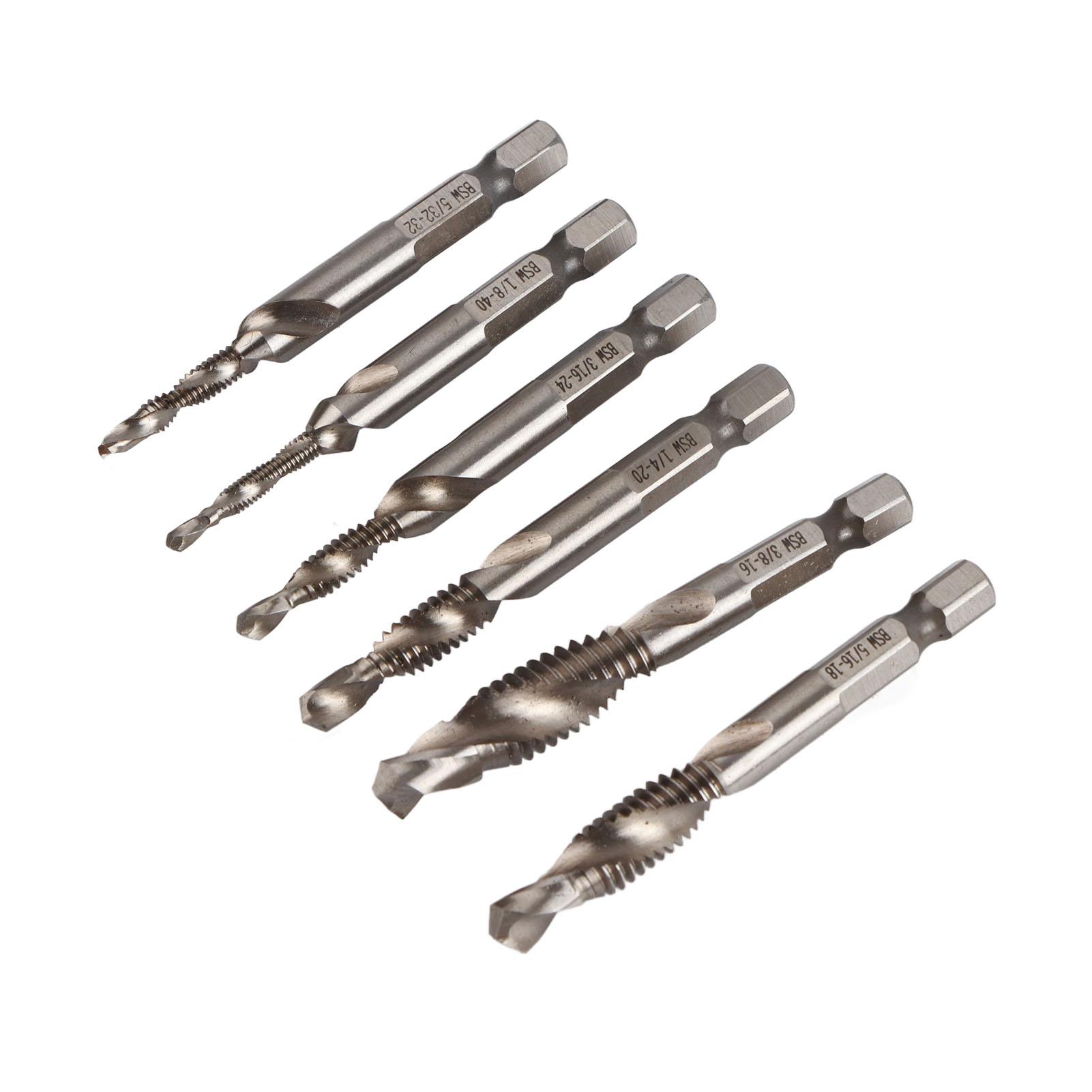

6 шт. Метчики резьбовые Сверла Быстрорежущая сталь Портативный инструмент для нарезания резьбы с шестигранным хвостовиком