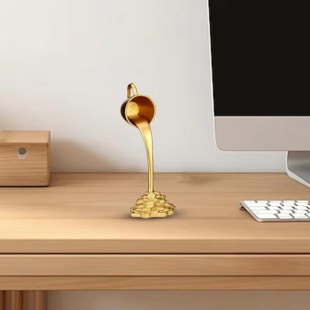 Liquid Gold Spilling Coffee Ornaments Coin Floating Coffee Cup Figurines  Desktop