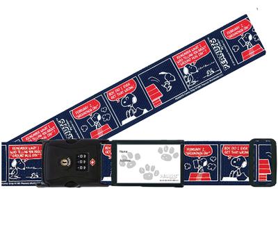 Cute Suitcase Belt Featuring Snoopy and a TSA In Comic Japanese-made, One-touch Lock, Navy.