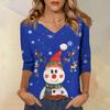 3/4 Sleeve Shirts For Women Print Christmas Tees Blouses Casual Plus Size Basic Tops Pullover